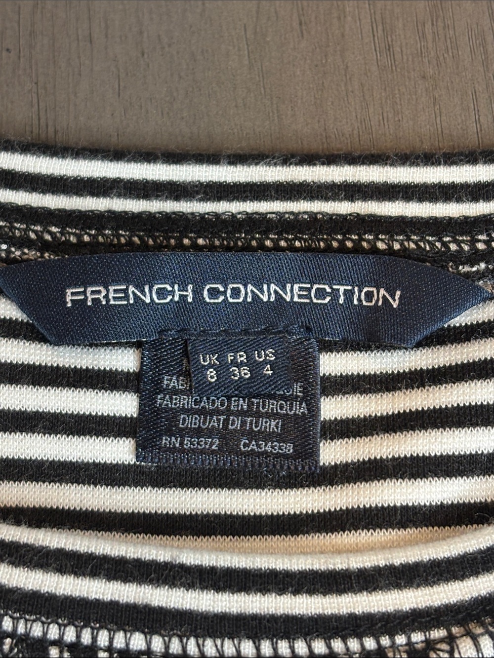 🖤 French Connection Black White Striped Stretch Dress Women’s Size 4 Mini 🖤 - Picture 6 of 13